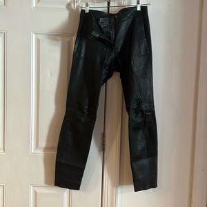 Black leather motorcycle pant